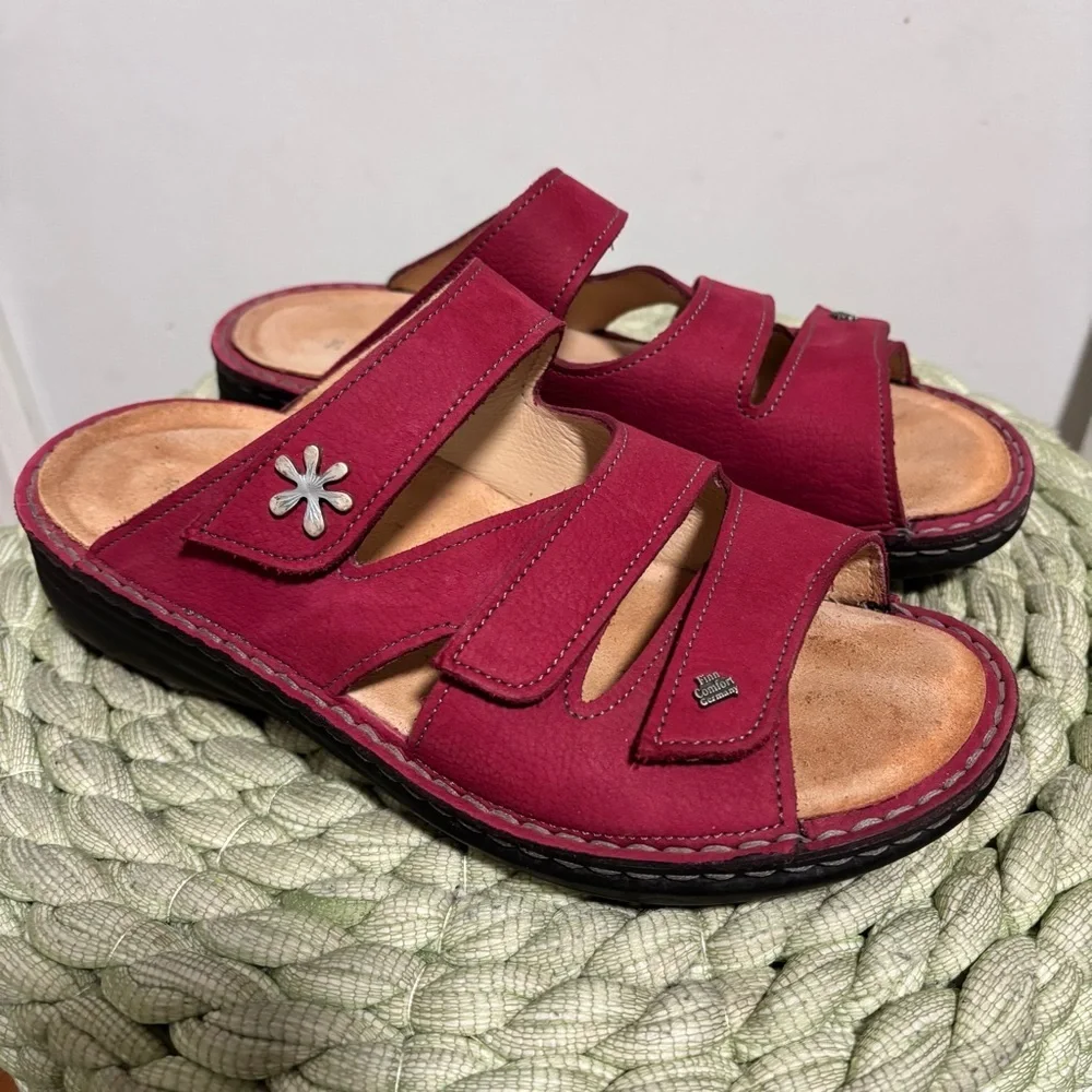 Finn Comfort Grenda Raspberry Nubuck Vienna Slide On Sandals Size 7 - Picture 4 of 11